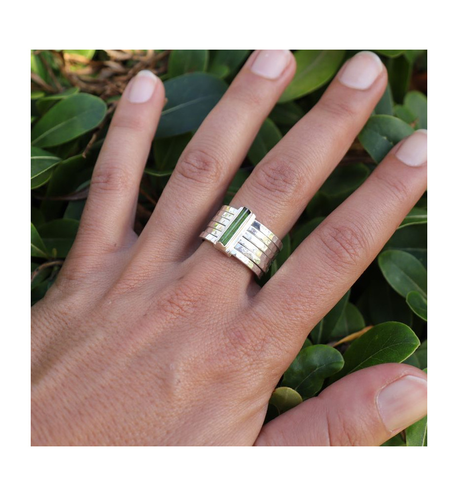 bague argent tourmaline verte