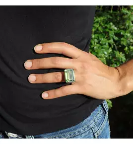 bague obsidienne argent