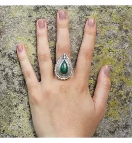 bague malachite argent