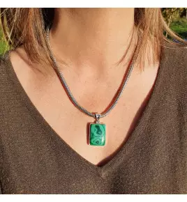 pendentif malachite argent