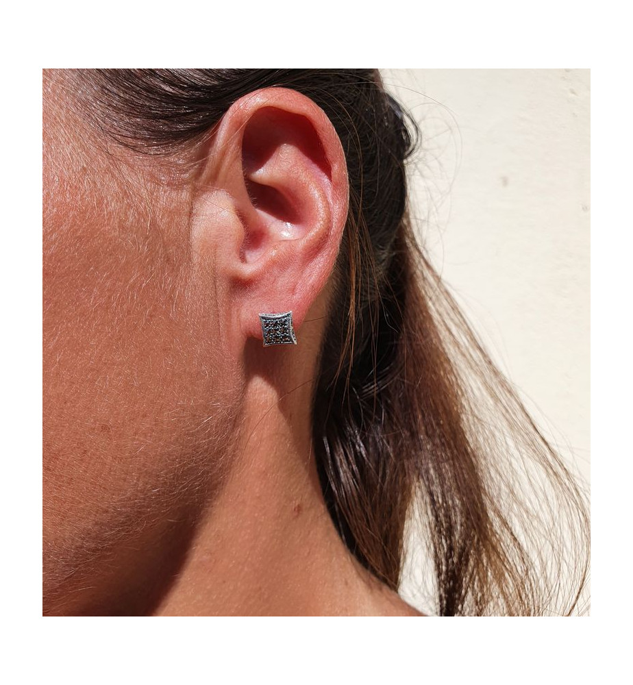 boucles d'oreilles puces marcassite