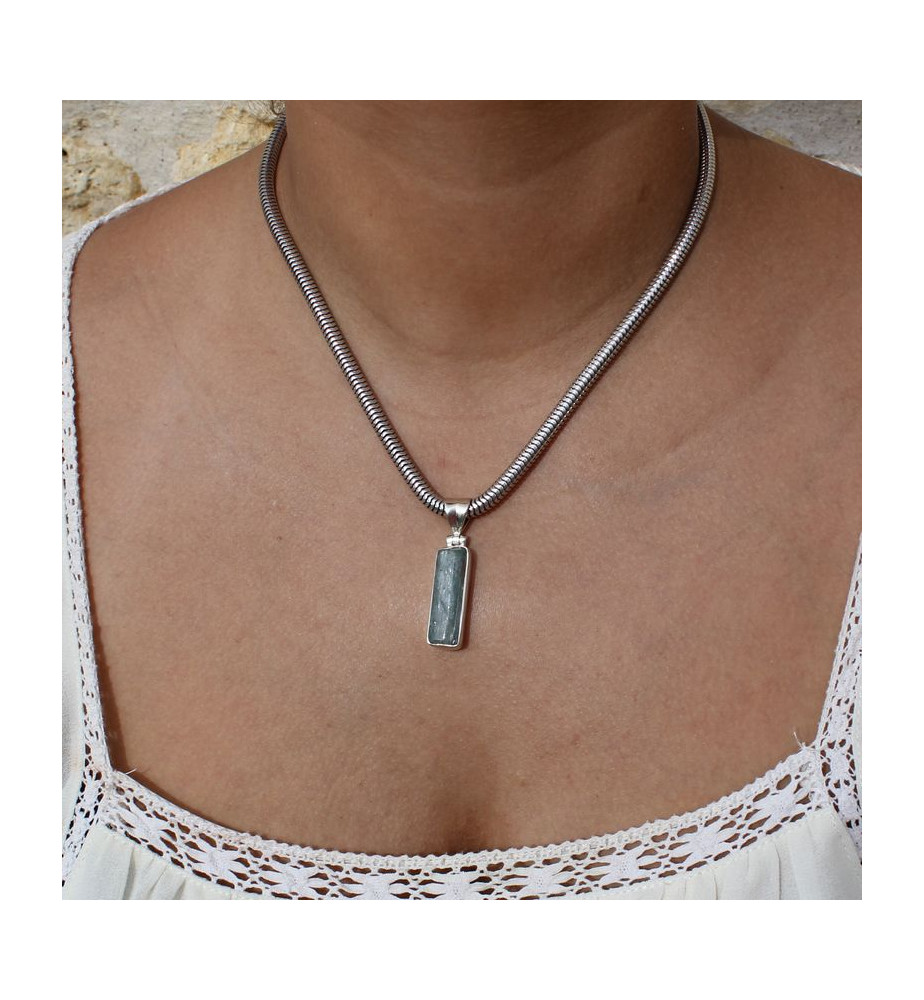 Pendentif En Argent Massif Avec Aigue-marine - Magnifique, Neuf Sans Emballage