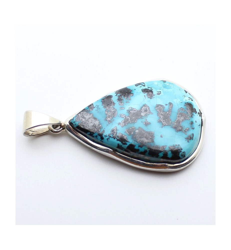 pendentif azurite argent hématite