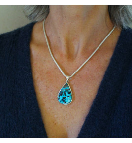 azurite hématite pendentif