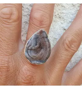 bague calcédoine bleue