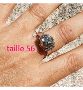bague pyrite argent massif