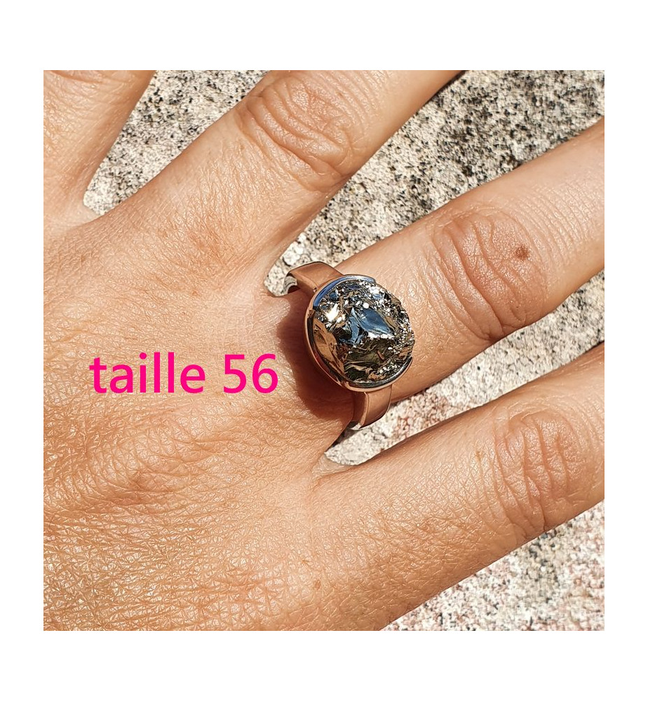 bague pyrite argent massif
