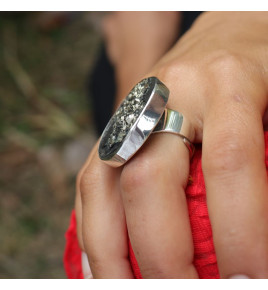 bague argent pyrite ardoise femme