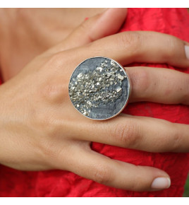 bague argent pyrite ardoise