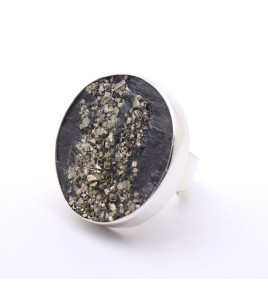 bague argent ardoise pyrite