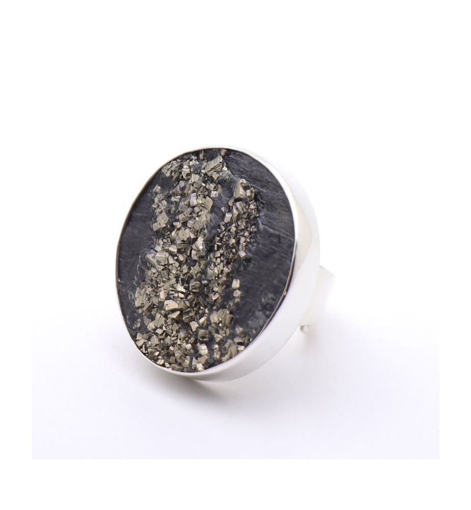 bague argent ardoise pyrite