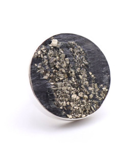 bague pyrite argent