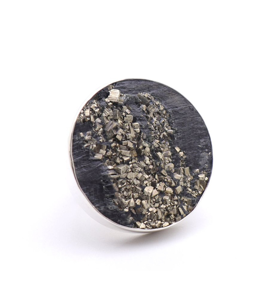 bague pyrite argent