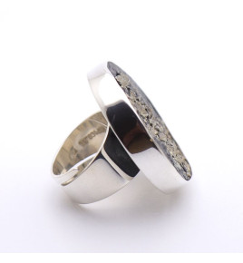 grosse bague argent pyrite pierre