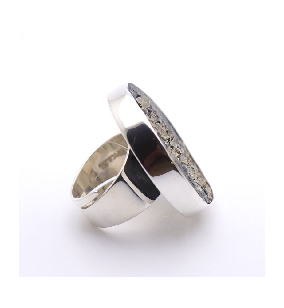 grosse bague argent pyrite pierre