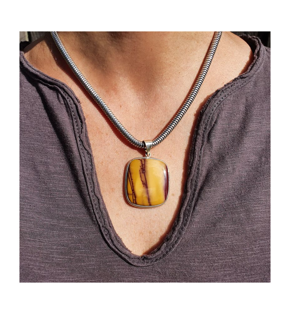 pendentif argent jaspe mokaïte