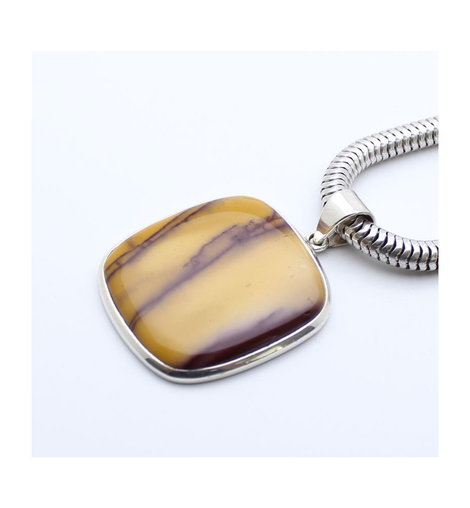 pendentif argent pierre jaune argent