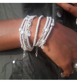 bracelet perles argent mixte
