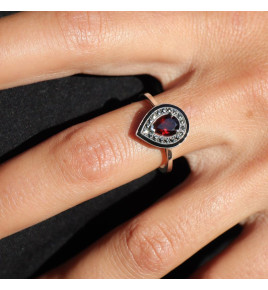 grenat bague argent