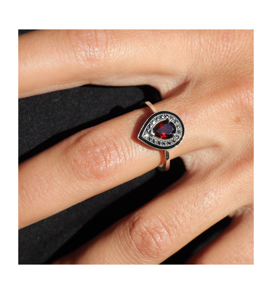 grenat bague argent