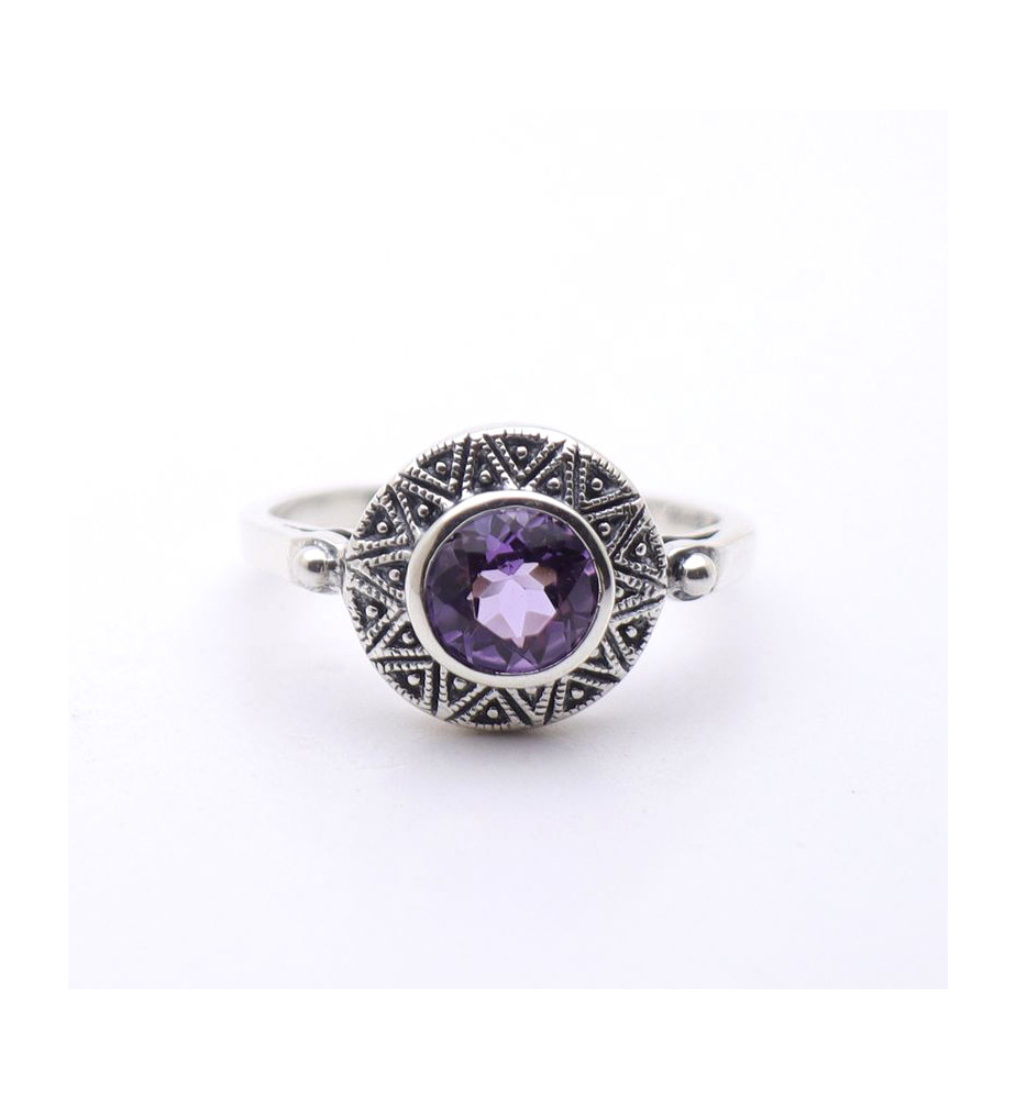 bague argent avec améthyste