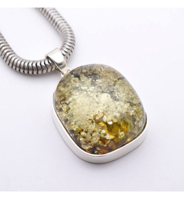 pendentif argent ambre