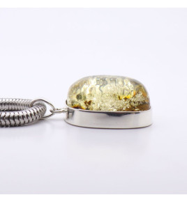 pendentif argent pierre jaune