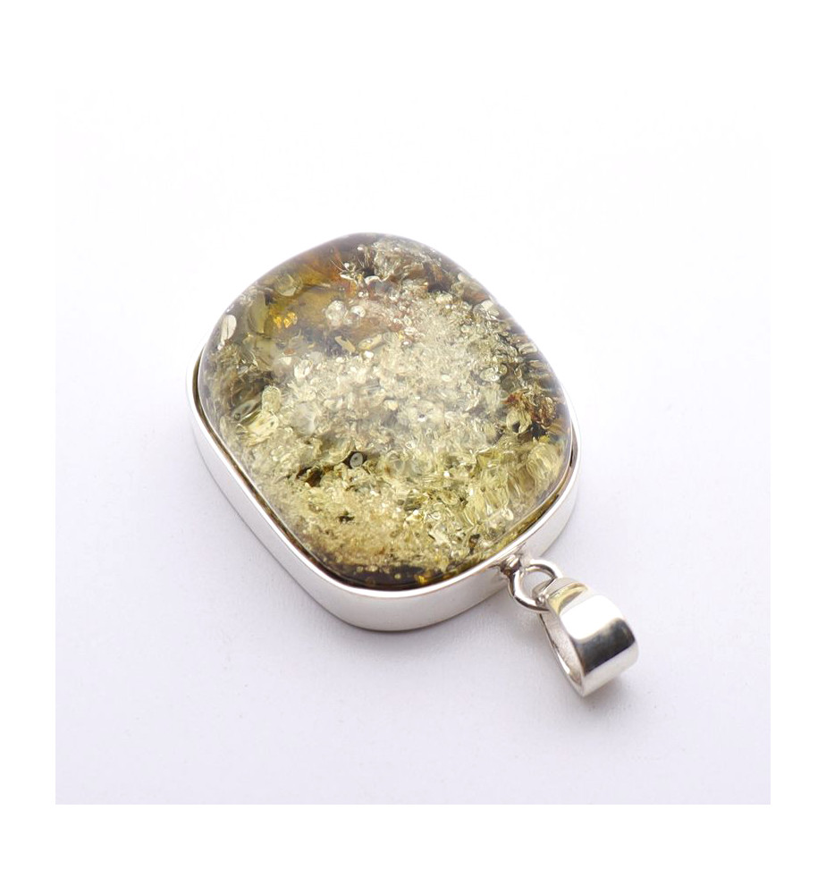 pendentif ambre jaune
