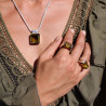 bague obsidienne jaune argent