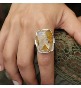 quartz rutile étoilé bague homme