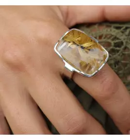 bague argent quartz rutile homme