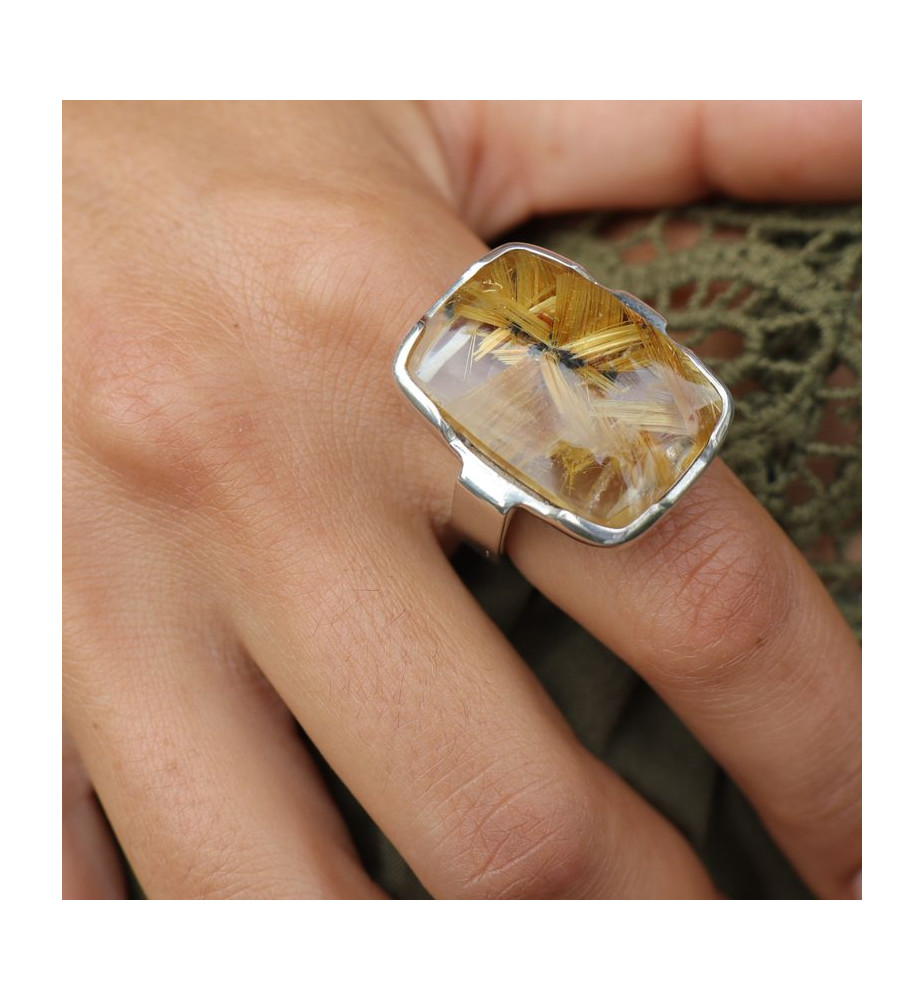 quartz rutile étoilé bague femme