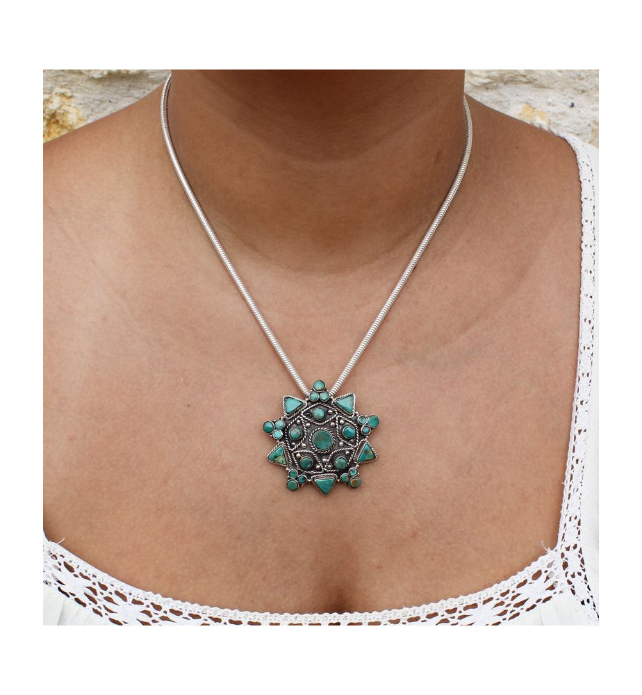 pendentif turquoise argent