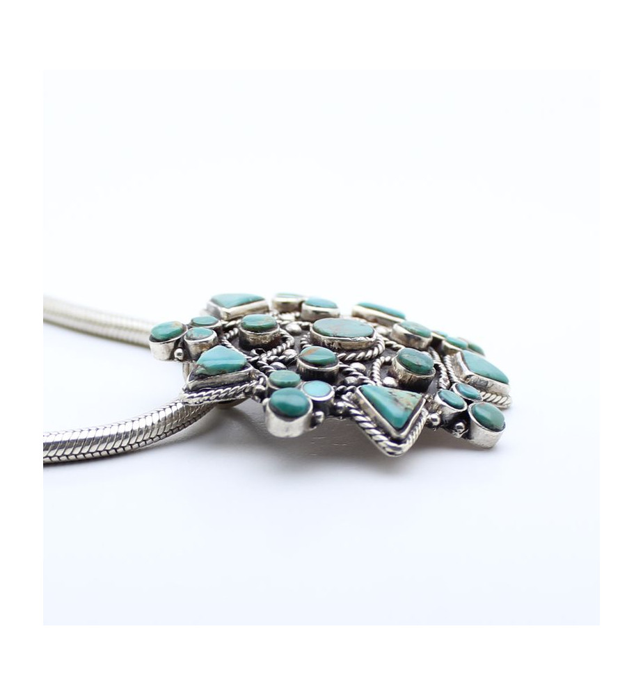 pendentif turquoise rosace