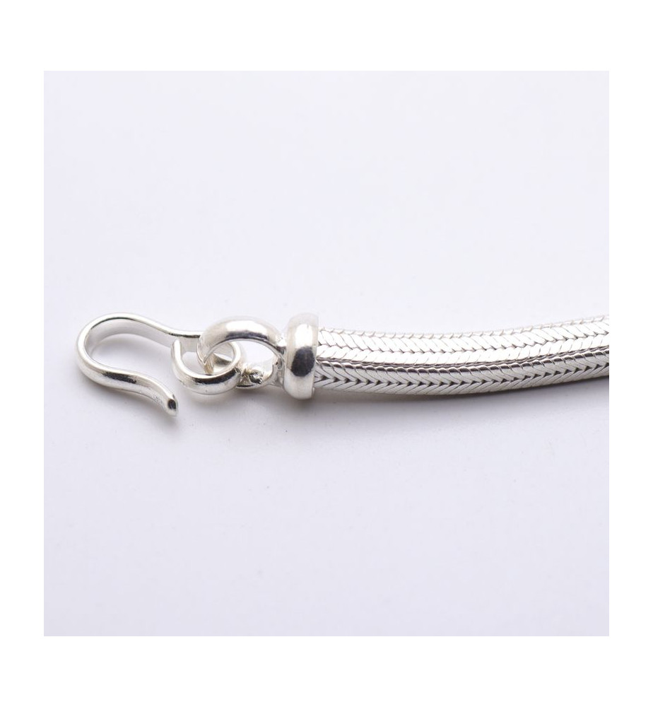 Collier Ras De Cou Argenté Maille Serpent - Vintage - Occasion Bon État