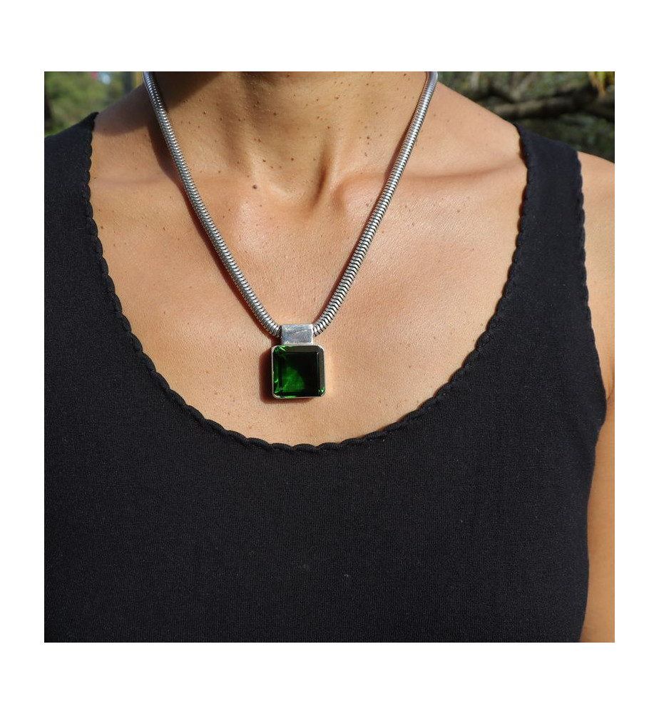 pendentif argent obsidienne