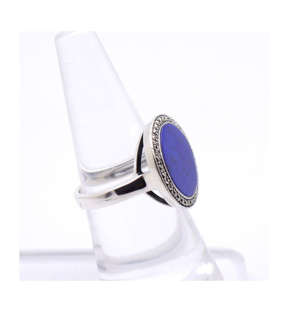 bague marcassite lapis lazuli