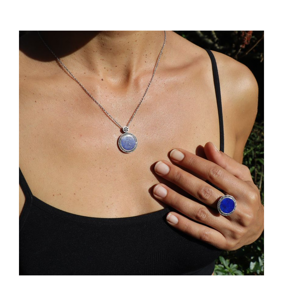 collier lapis lazuli marcassite