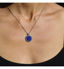 collier art déco lapis lazuli marcassite