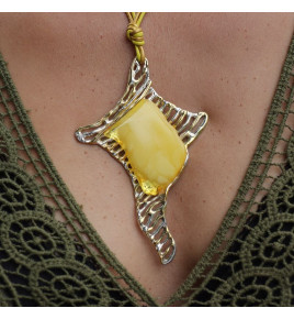 pendentif ambre argent