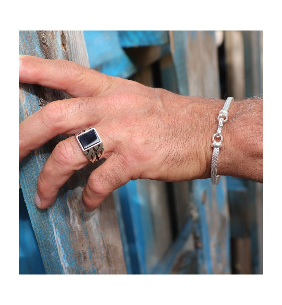 bracelet homme argent snake carre