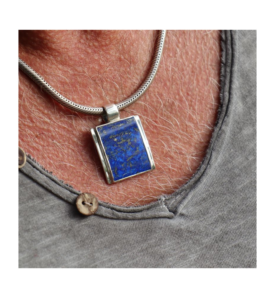 pendentif lapis lazuli argent homme