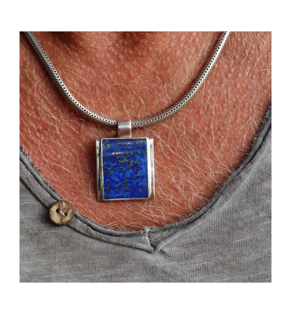 pendentif argent lapis lazuli homme