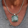 pendentif argent pierre verte homme