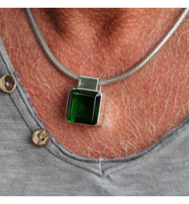 pendentif obsidienne verte homme