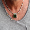pendentif obsidienne verte homme argent