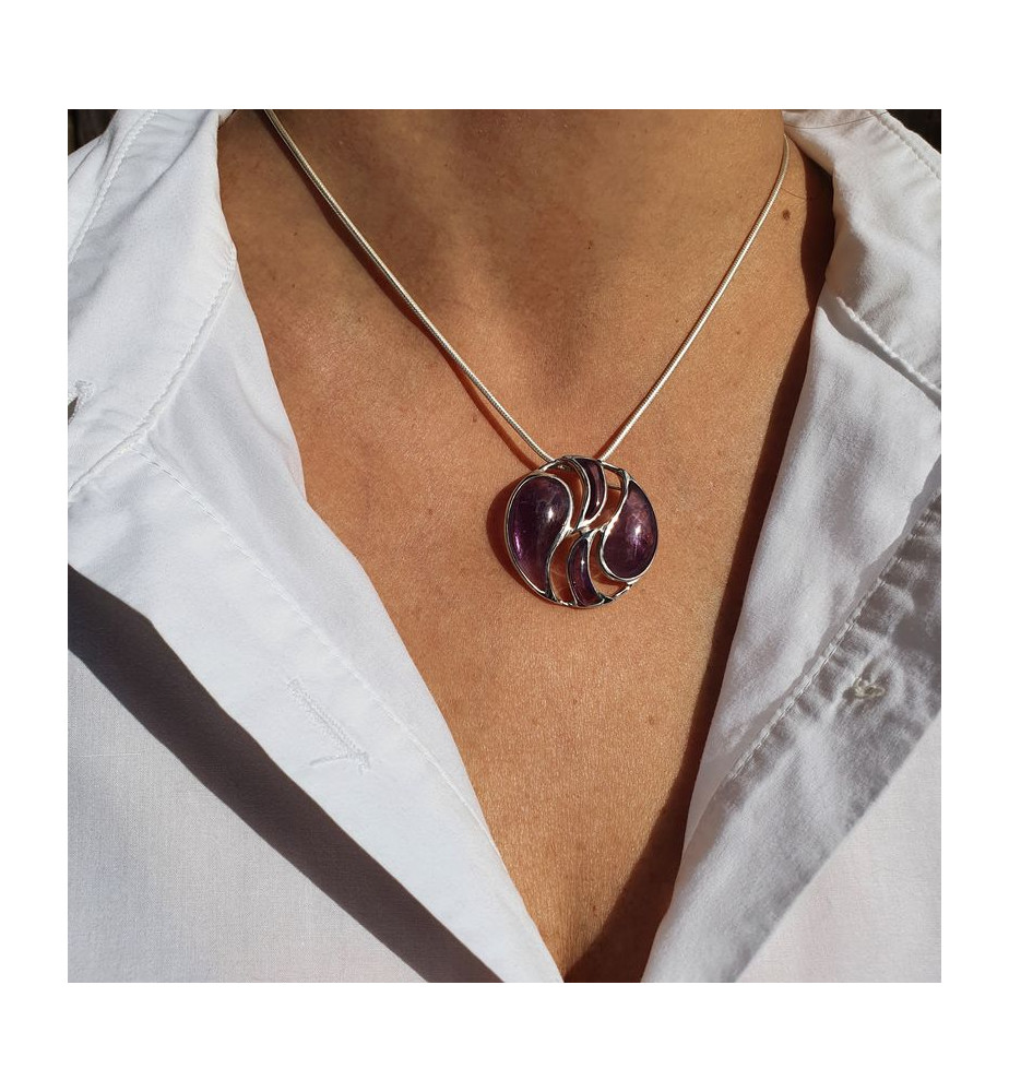 pendentif argent amethyste