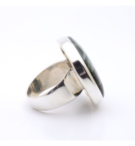 bague argent pierre verte