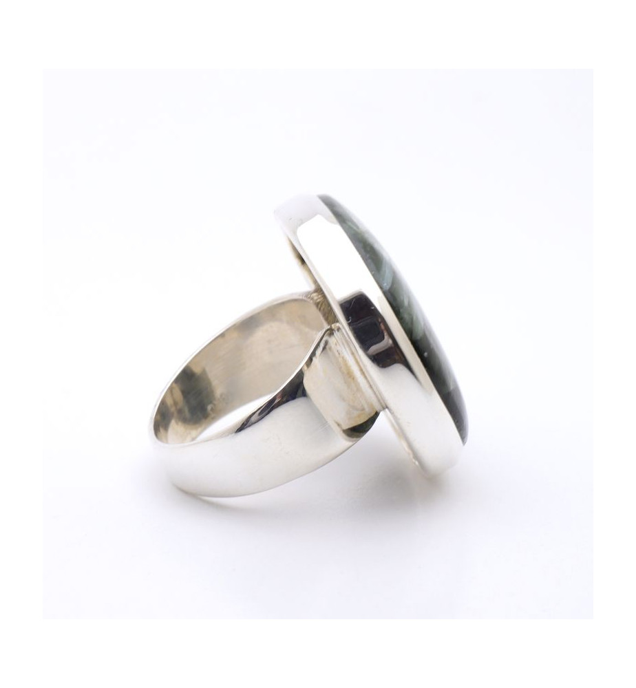 bague argent pierre verte
