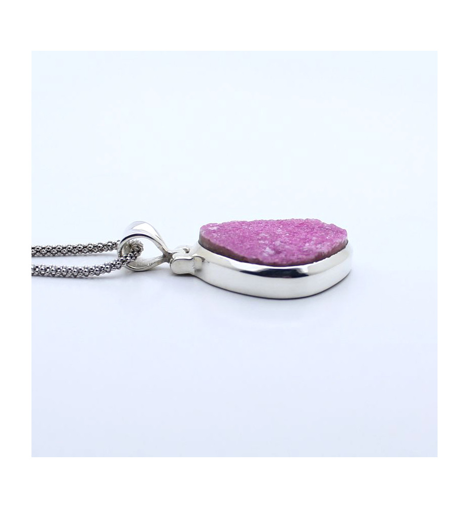 pendentif argent pierre rose argent